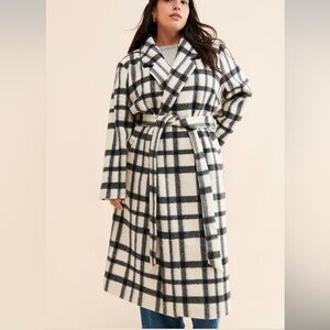 Plaid Tie Front Overcoat